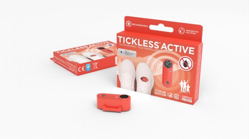 Dobíjateľný ultrazvukový odpudzovač kliešťov Tickless Active Coral