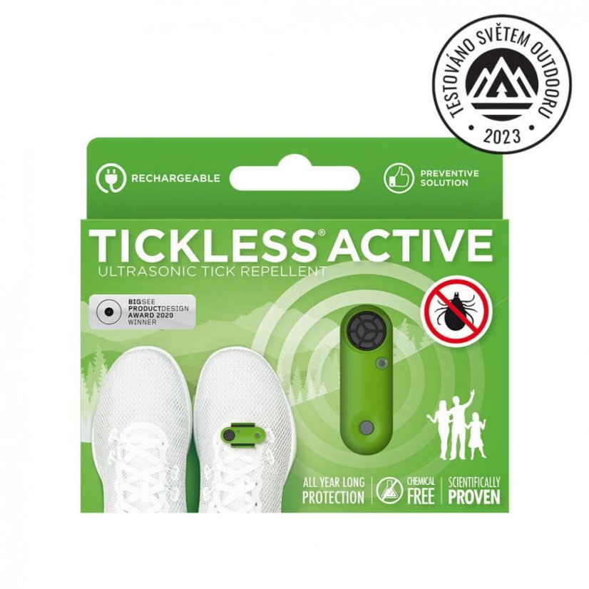 Dobíjateľný ultrazvukový odpudzovač kliešťov Tickless Active Green