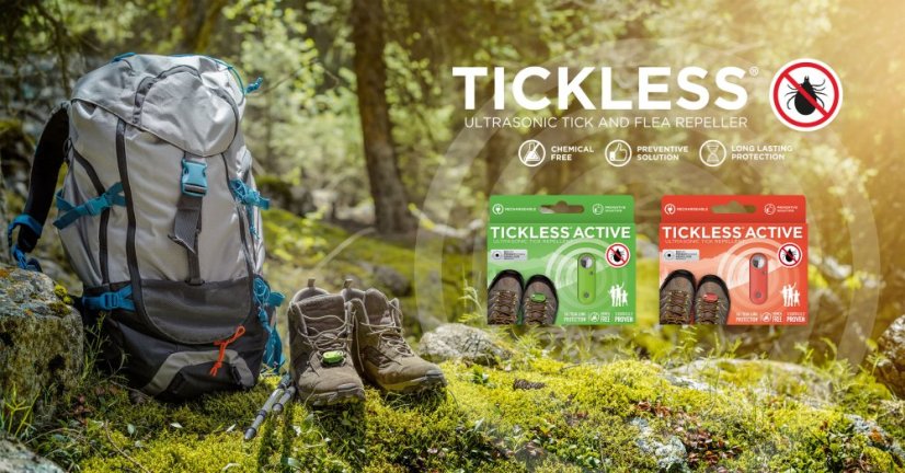Dobíjateľný ultrazvukový odpudzovač kliešťov Tickless Active Green