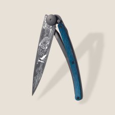 Vreckový nôž - Deejo 1GB167 Tattoo Black 37g, blue beech, Van Life