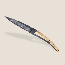 Vreckový nôž - Deejo 1GB512 Tattoo Serration,black 37g,olive wood,Hunting Scene