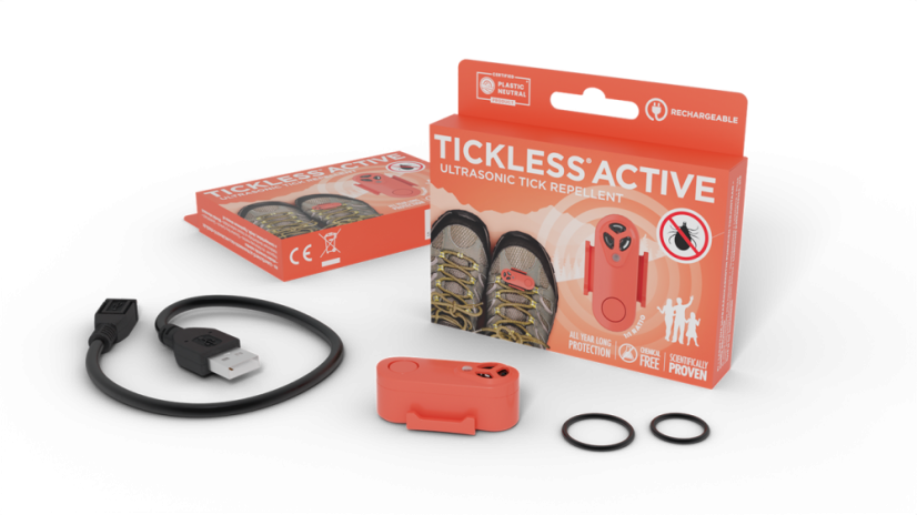 Dobíjateľný ultrazvukový odpudzovač kliešťov Tickless Active Coral