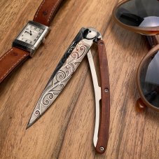 Vreckový nôž - Deejo 1AB104 Tattoo Mirror 37g, coralwood, Pacific
