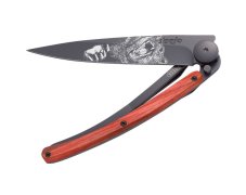 Vreckový nôž - Deejo 1GB157 Tattoo Black 37g, red beech, Grizzly