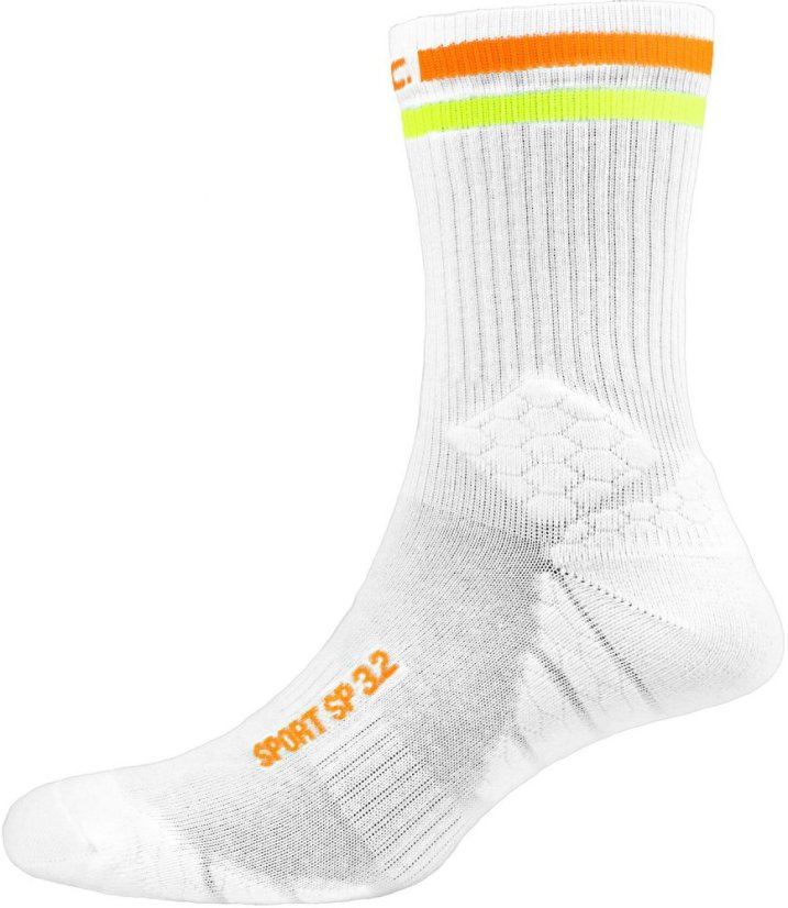 Ponožky P.A.C. SP 3.2 Sport Recycled Stripes Sock 2x Pack Women White-Neon Orange Stripes